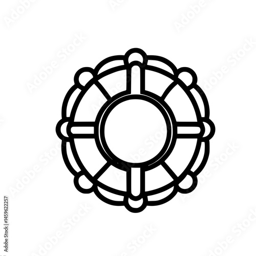 Outline vector design of a round decorative pattern, single line outline vector  