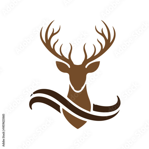 Head deer logo design template