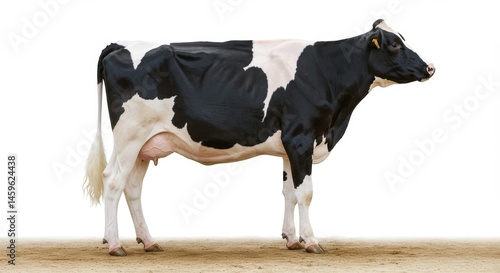 Majestic Holstein Cow Standing Proudly on Display Perfect for Dairy Farm Marketing and Agricultural Content Needs Showcasing Livestock Farming