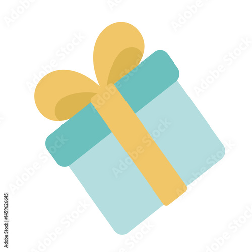 Birthday gift blue box yellow bow suitable for greeting cards, invitations, social media posts, and special occasion designs needing a festive touch