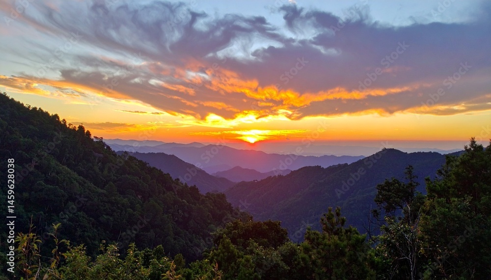 Fototapeta premium sunset in the mountains