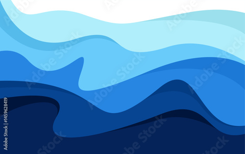 Abstract background with waves vector. papercut blue wave background