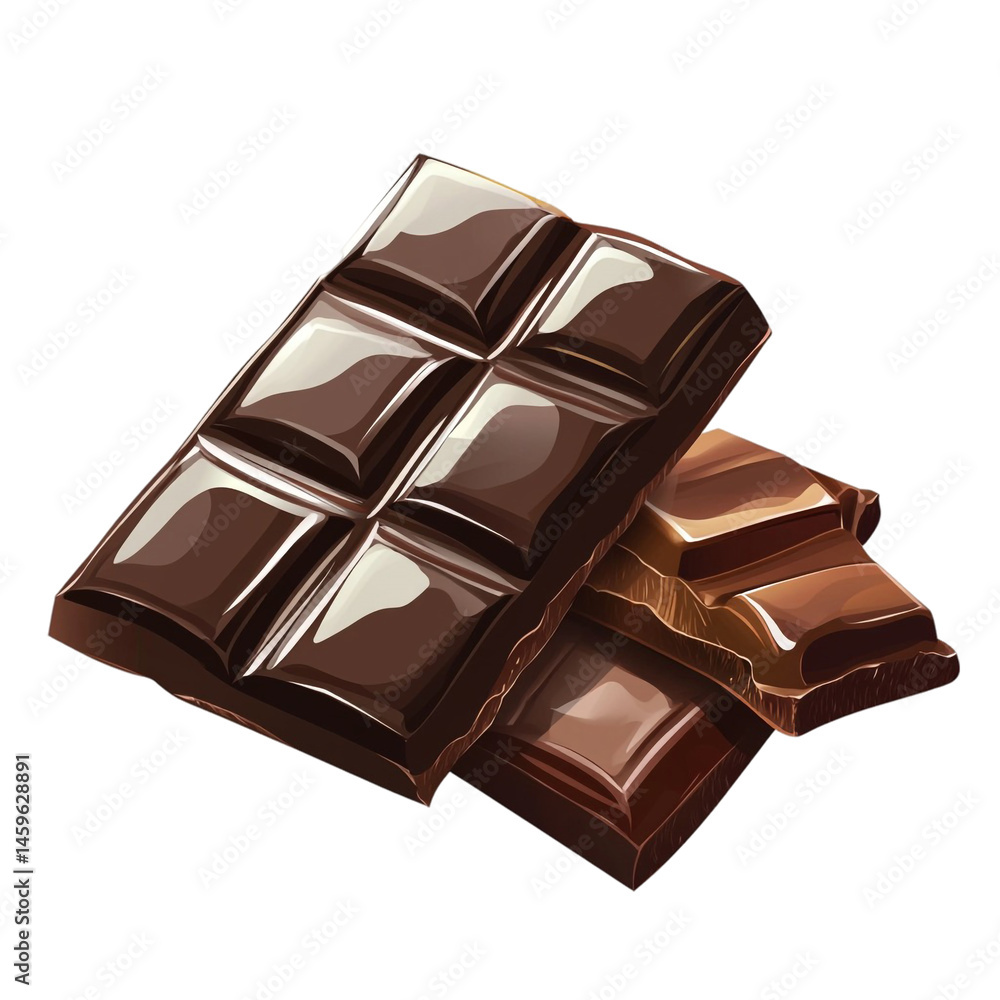Delicious dark chocolate bar pieces sweet treat dessert candy confectionery cocoa