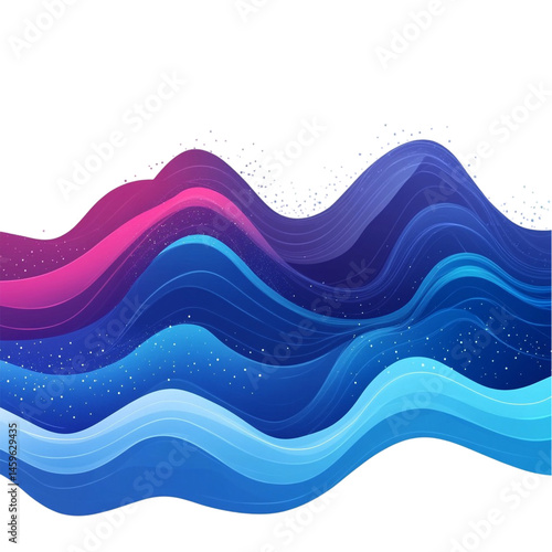 Obraz na płótnie Abstract wavy design blue purple pink hues flowing lines sparkles w salonie
