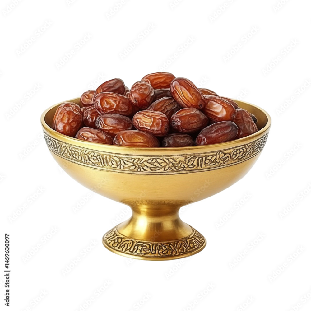 Dates in an ornate gold bowl a delicious Middle Eastern treat