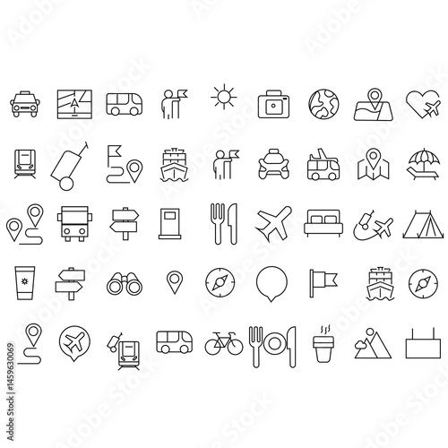 Business Management Line Icons On Black Background Stock Illustration