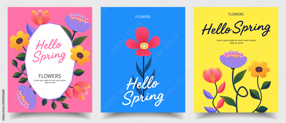 A set of lovely hand-drawn flowers vector templates, hello spring hand-drawn flowers poster, beautiful flowers for spring flyer, suitable for greeting cards, brochures, covers, social media, website p A set of lovely hand-drawn flowers vector templates, hello spring hand-drawn flowers poster, beautiful flowers for spring flyer, suitable for greeting cards, brochures, covers, social media, website p