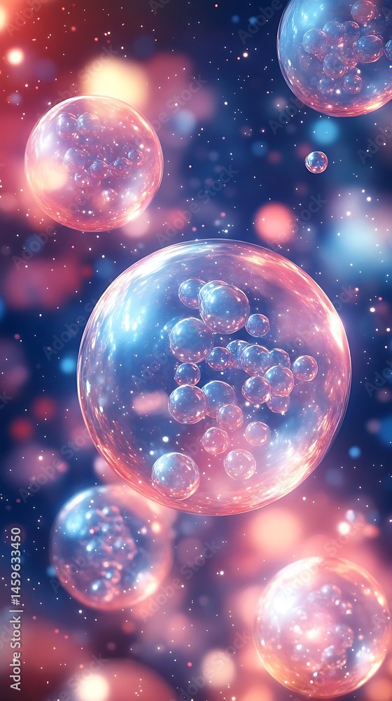 Pink blue bubbles float, cosmic background, fantasy art, phone wallpaper Pink blue bubbles float, cosmic background, fantasy art, phone wallpaper