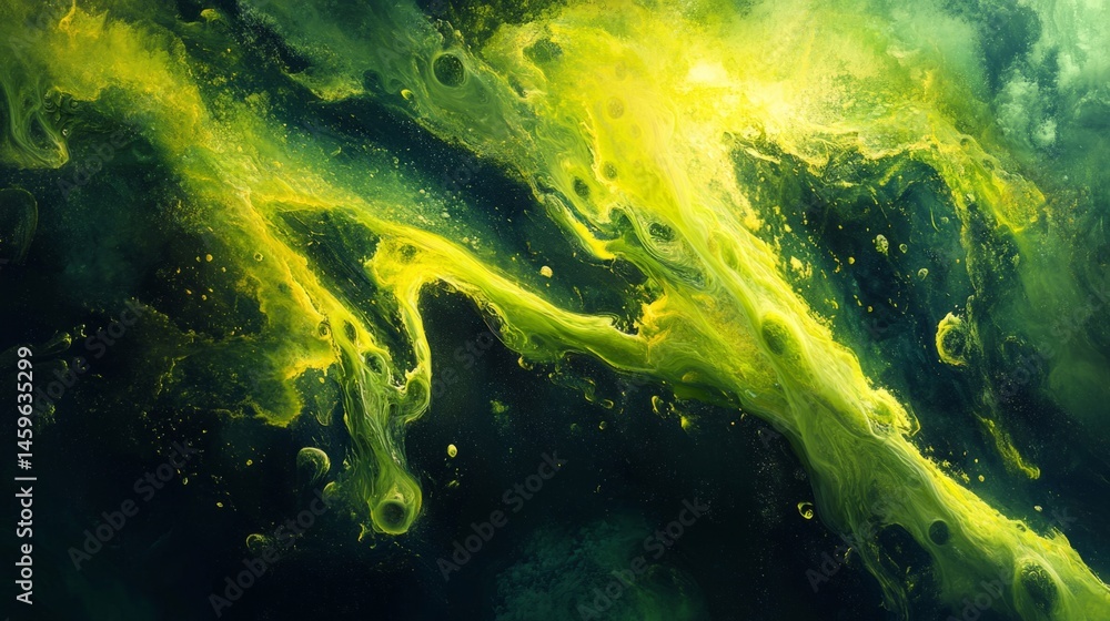 Obraz premium Abstract Yellow and Green Fluid Swirl Texture Background