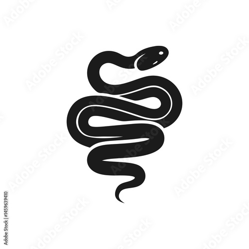 Coiled snake silhouette vector illustration of a cartoon of a snake vector illustration of a snake silhouette isolated on white background 