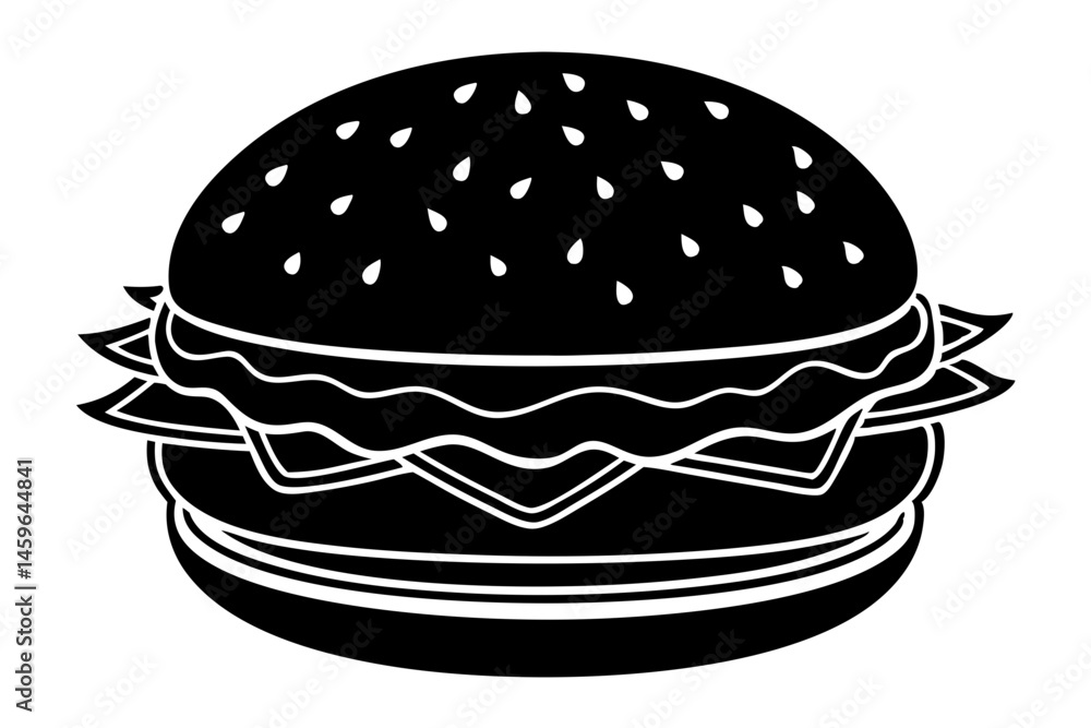 Black hamburger silhouette with lettuce and tomato on white background, hamburger, burger, silhouette, vector, food, fast food, lettuce, tomato, bun, sandwich, meal, black, white, design, illustration Black hamburger silhouette with lettuce and tomato on white background, hamburger, burger, silhouette, vector, food, fast food, lettuce, tomato, bun, sandwich, meal, black, white, design, illustration