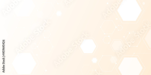 Abstract medical yellow hexagon vector background design. Chemical pattern. Hexagonal structure molecule and communication background for medicine, science, technology. Vector illustration.