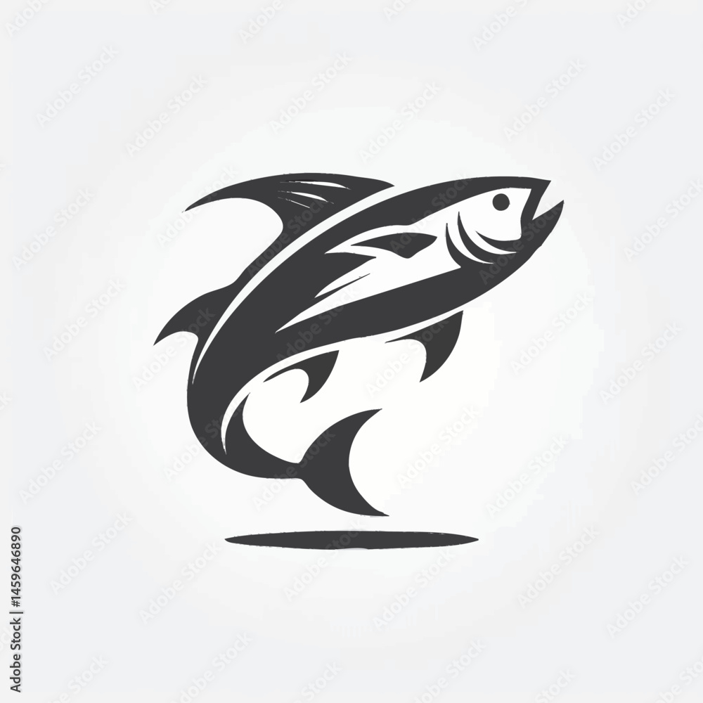 Naklejka premium Tuna Fish Silhouette Logo Pack – Clean Vector Icons for Seafood, Fishing & Marine Brands
