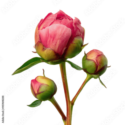 Blooming Coral Peony Buds Elegance in Nature's Embrace
