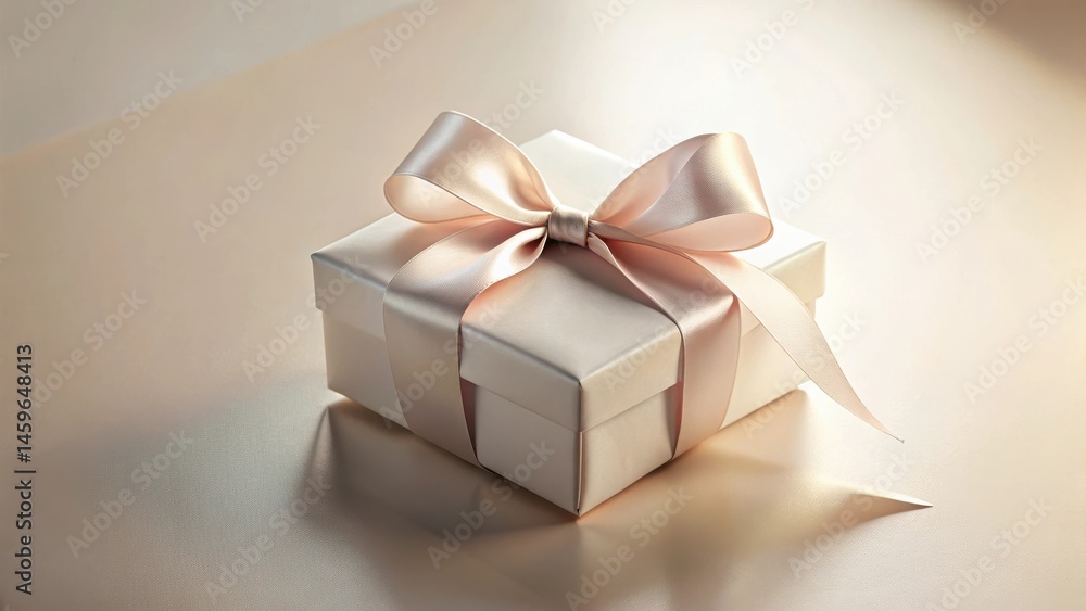 Obraz premium A delicately wrapped gift box with a luxurious satin ribbon, symbolizing elegance and celebration