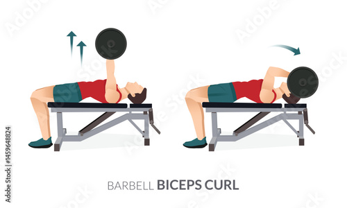 BARBELL BICEPS CURL, Men GYM workout fitness, aerobic and exercises.