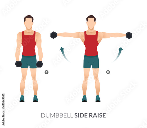 DUMBBELL SIDE RAISE, Men GYM workout fitness, aerobic and exercises.