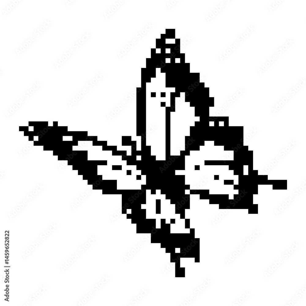 Fototapeta premium Pixel art butterfly. Animal vector illustration.