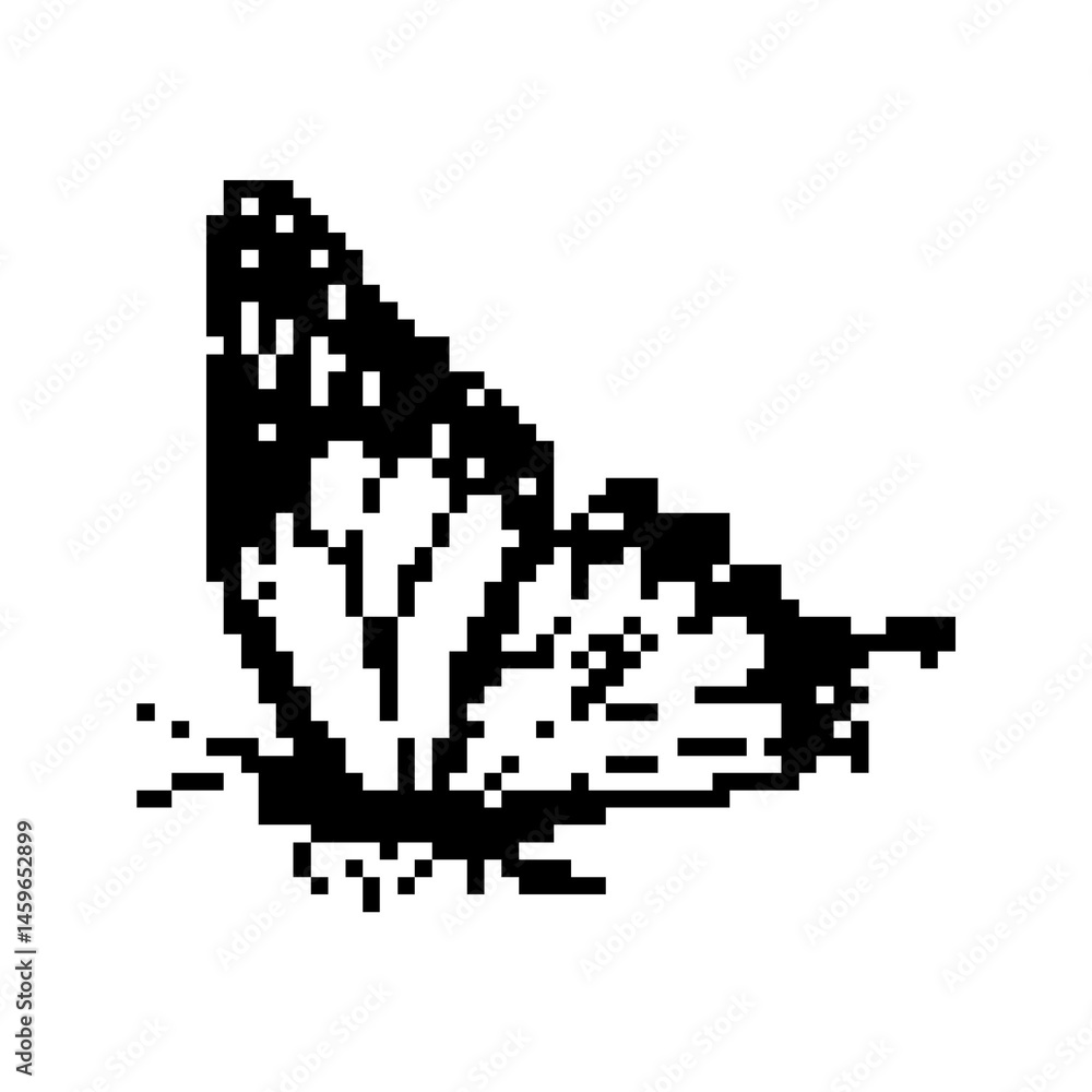 Fototapeta premium Pixel art butterfly. Animal vector illustration.