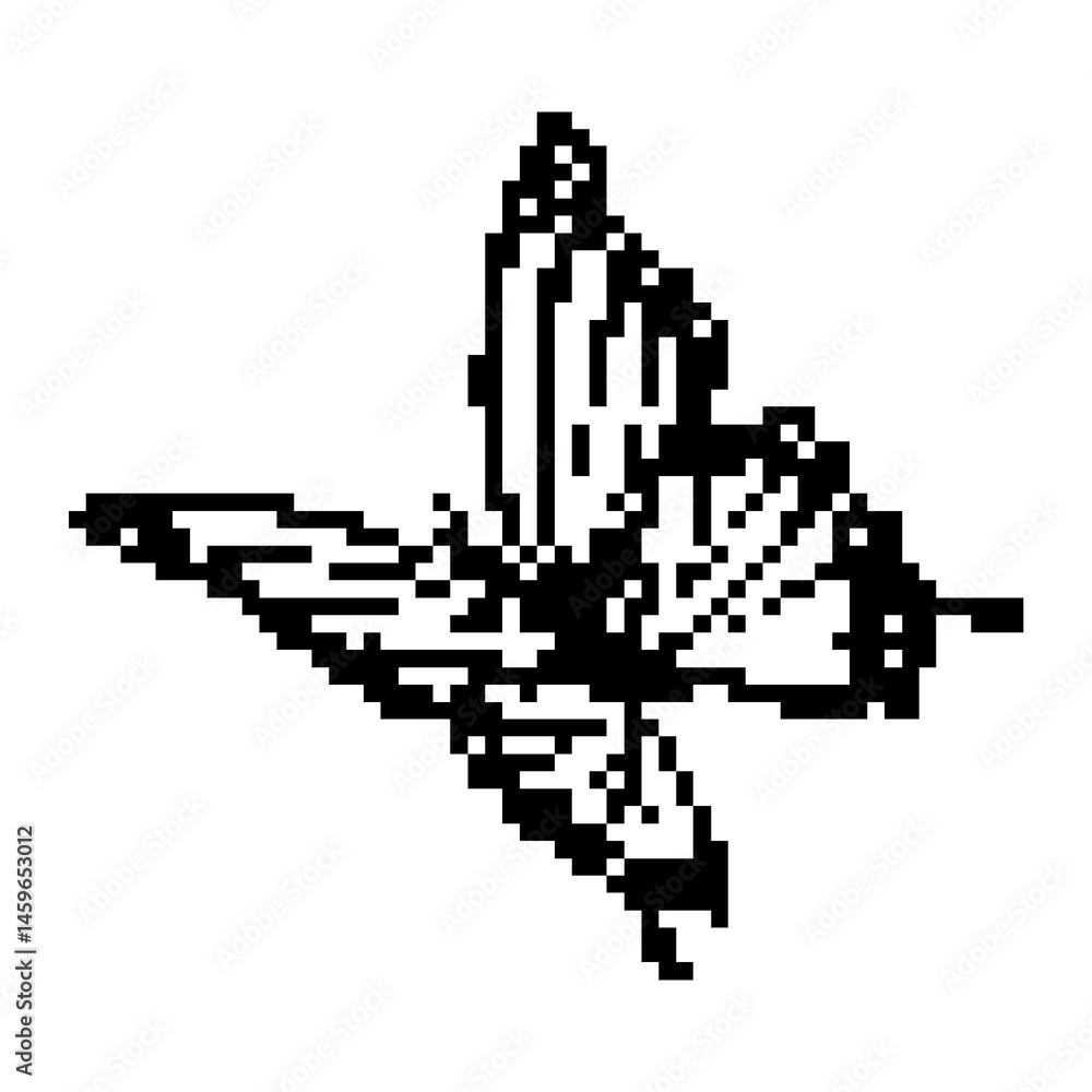 Fototapeta premium Pixel art butterfly. Animal vector illustration.
