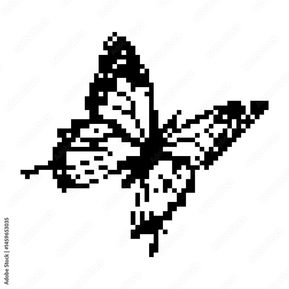 Fototapeta premium Pixel art butterfly. Animal vector illustration.