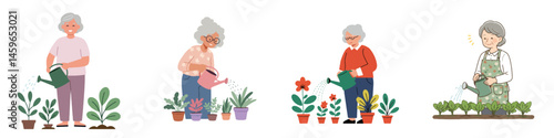 Elderly Women Gardening: Seniors Enjoying Plant Care Hobby

