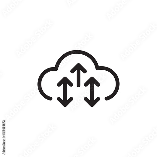 Cloud Upload Icon Vector Representing Cloud Computing, Data Storage, and Online Backup for Digital Artwork Editable Illustration Isolated on a White Background