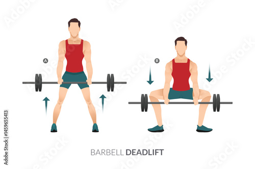 BARBELL DEADLIFT, Men GYM workout fitness, aerobic and exercises.