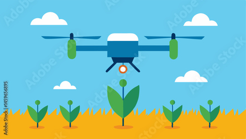 Harvest Forecasting A drone is hovering in a field with a digital display esti crops yield based on visual data captured during flight.