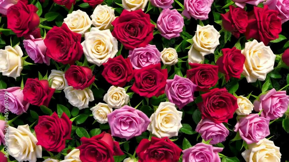 A Breathtaking Top View of Colorful Roses A Breathtaking Top View of Colorful Roses