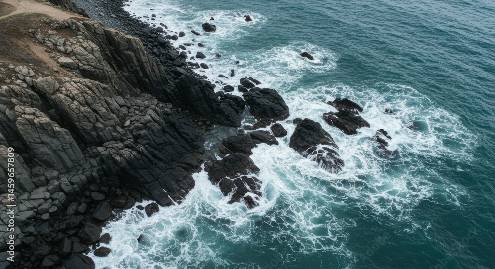 Fototapeta premium Rocky Coastline with Waves