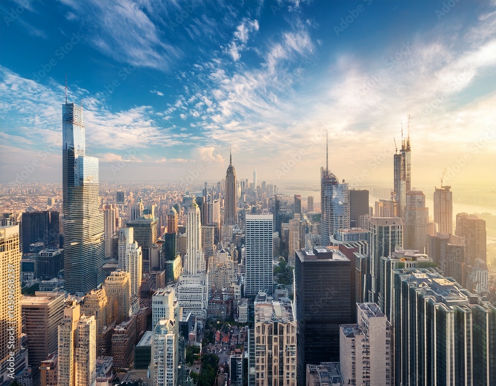 Fototapeta premium spectacular city skyline a breathtaking view of urban architecture and towering skyscrapers