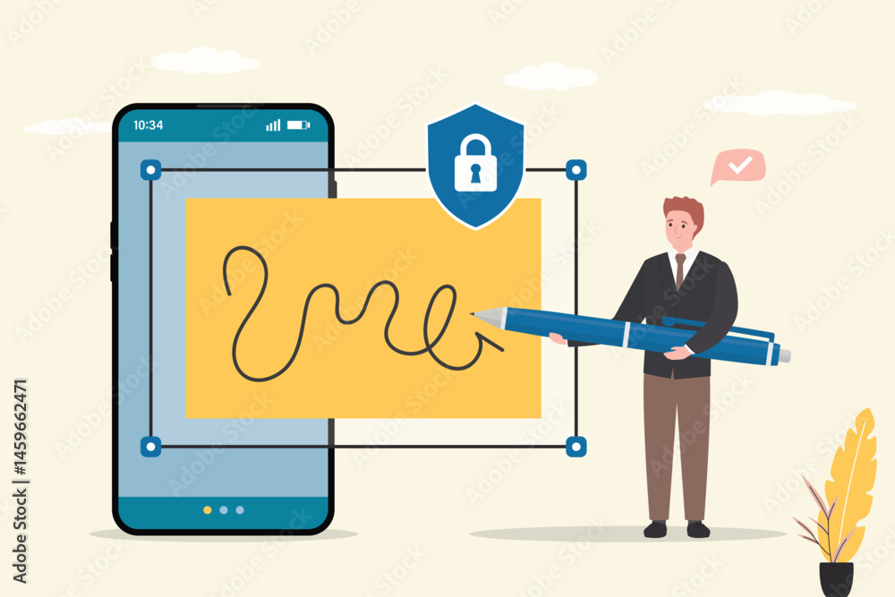 Businessman uses digital pen and signing business contract or offer on mobile phone. Digital signature, online technology, electronic contract, e-signature concept. Businessman uses digital pen and signing business contract or offer on mobile phone. Digital signature, online technology, electronic contract, e-signature concept.