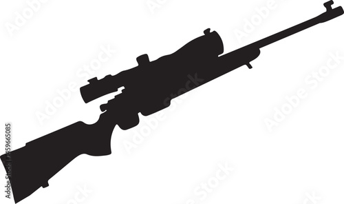 Sniper Rifle Silhouette Vector Illustration for Military, Tactical, and Defense-Themed Designs Featuring Precision Weapon Icon