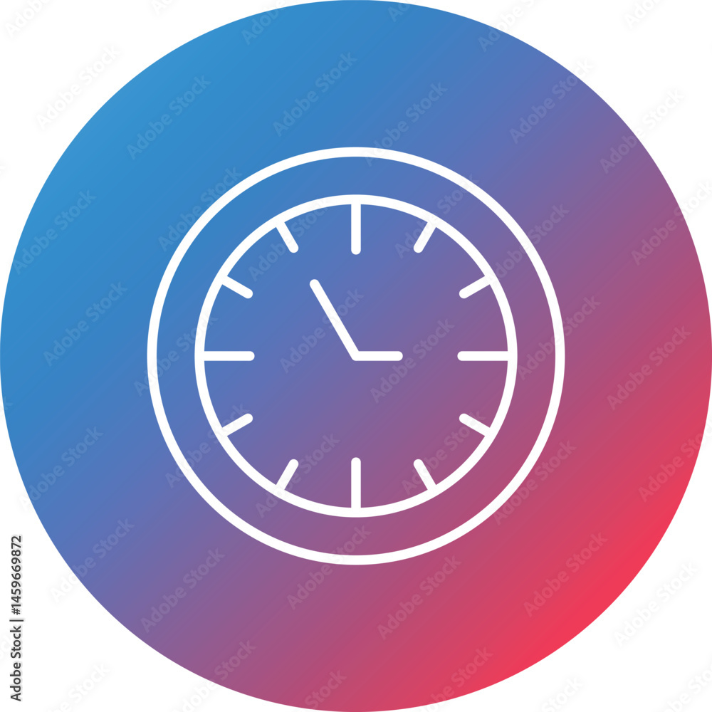 Clock Line Gradient Circle Background Icon Clock Line Gradient Circle Background Icon