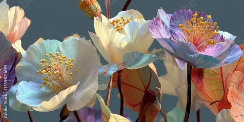 Abstract Botanical Composition with Soft Colors for a Serene Modern Artistic Scene