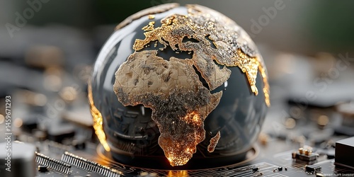 Half-Globe on Circuit Board Map Symbolizing Global Connectivity and Digital World