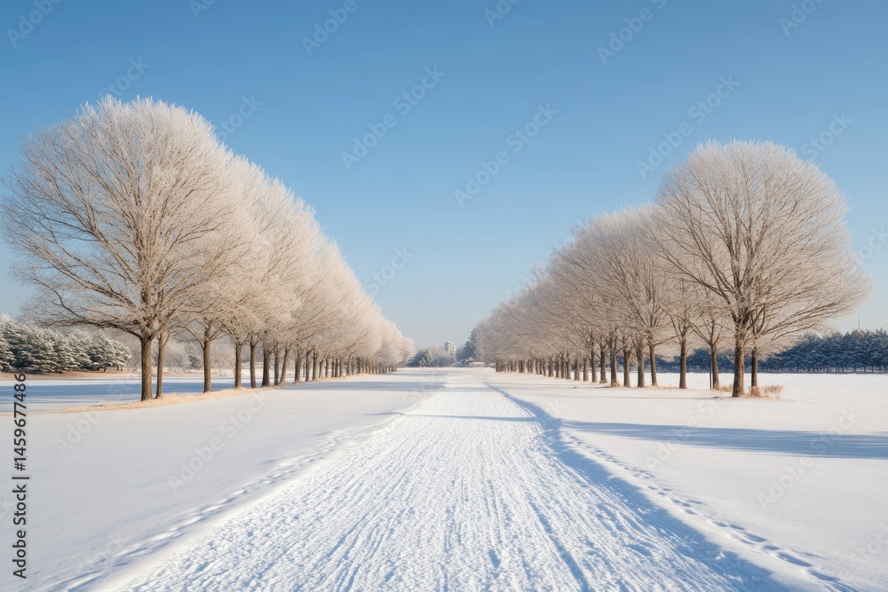 Obraz premium Snowy white landscape with pine trees
