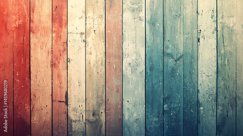 A wooden background with a red stripe and a blue stripe