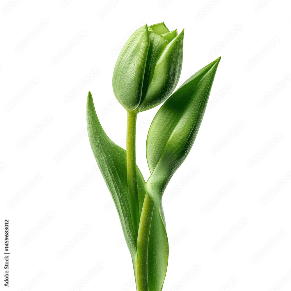 Fototapeta premium Unfurling Green Tulip Bud - Springtime Botanical Close-Up