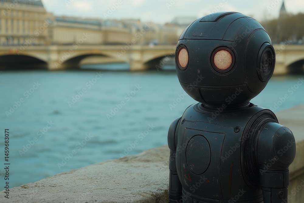 Fototapeta premium Black Robot by the River