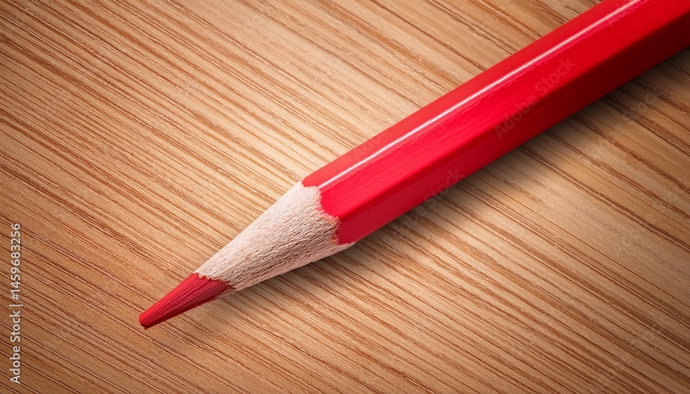 Obraz premium closeup red pencil point sharp graphite wood texture background art color macro image office supply detail design sketch
