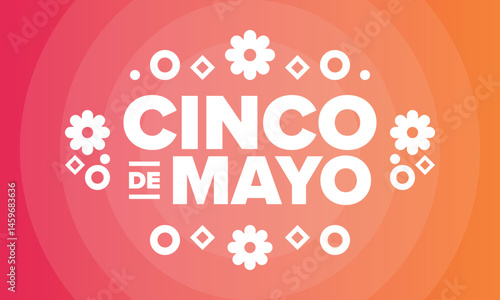 Cinco de Mayo in Mexico. Traditional mexican fiesta in May. National happy holiday with carnival, festival and parade. Latin american and spanish pattern. Illustration with sombrero. Vector poster