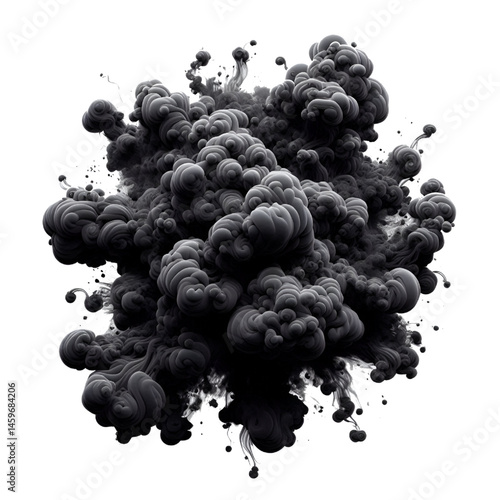 Black smoke isolated on white background