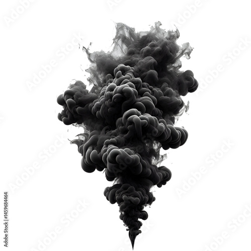 Black smoke isolated on white background