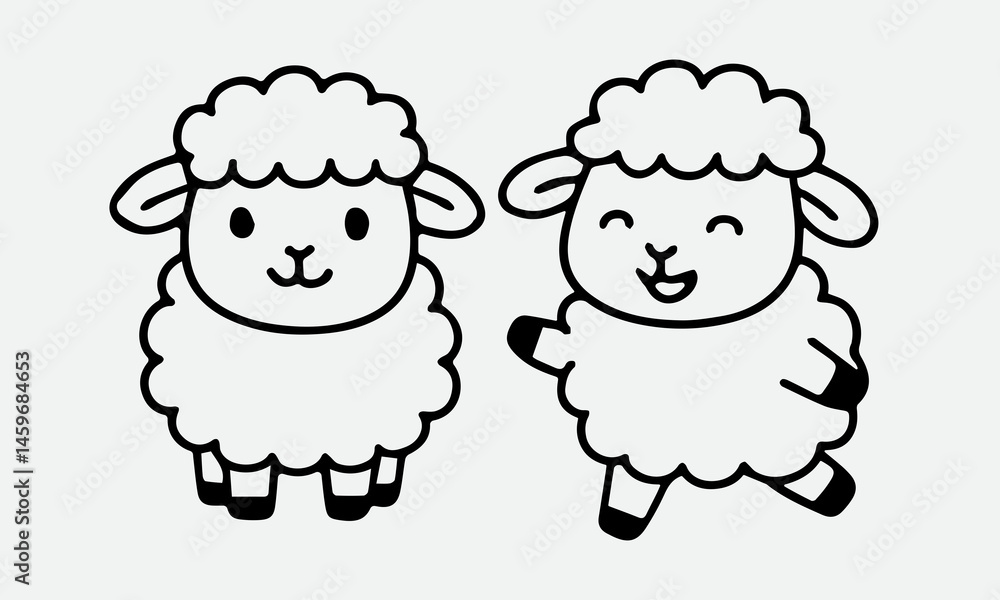 Obraz premium two sheep with funny expressions