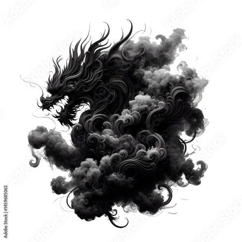Black smoke isolated on white background
