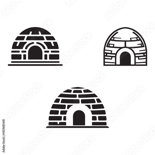 Silhouettes of igloo vector on a white background. Igloo black icon