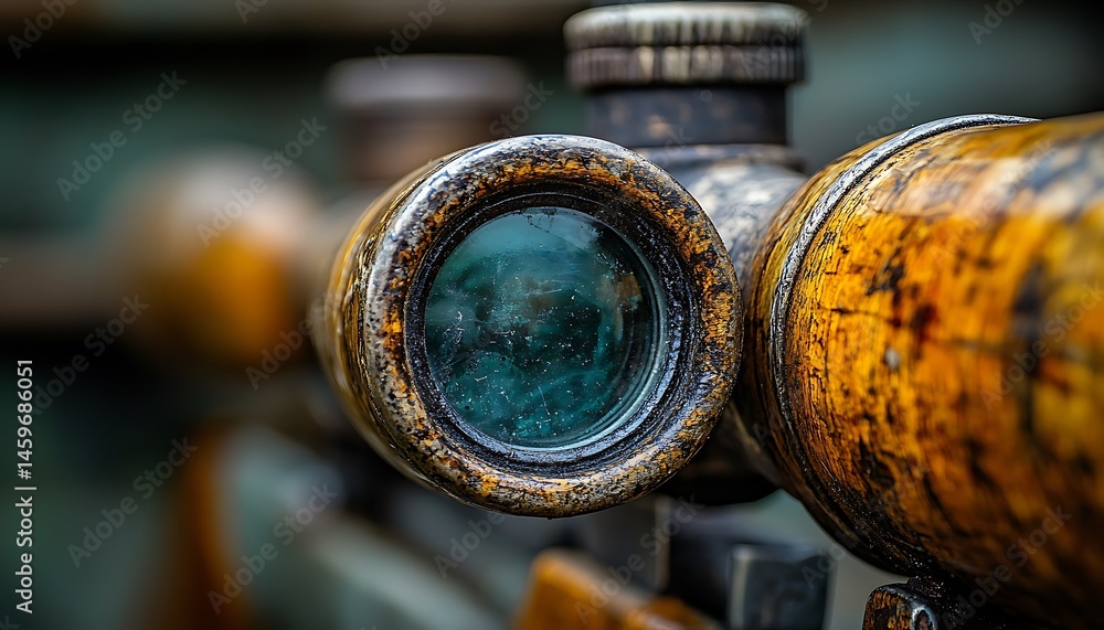 Close-up of weathered scope lens Close-up of weathered scope lens