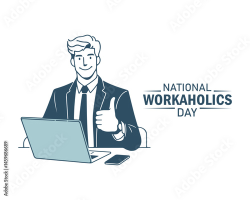 National Workaholics Day. Workaholics vector illustration.